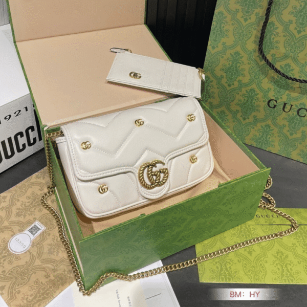 Gucci Gg Marmont 2-In-1 Shoulder Bag White 8.7 Inches