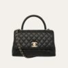 Chanel Large Flap Bag With Top Handle Black 11 Inches A92991