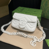 Gucci Gg Marmont Mini Chain Shoulder Bag White 6.3 Inches