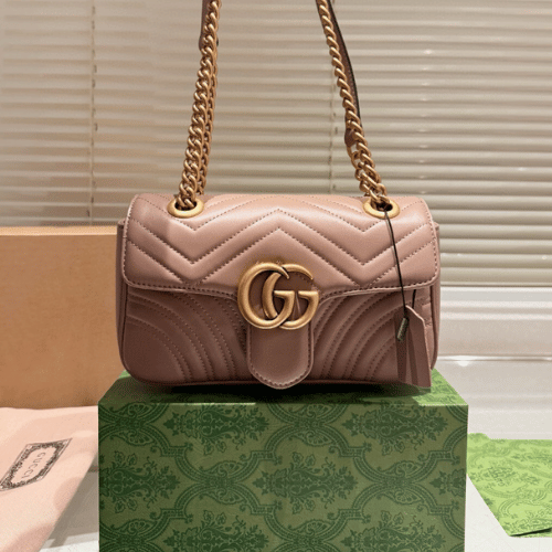 Gucci Gg Marmont Small Matelassé Shoulder Bag Nude 8.7 Inches