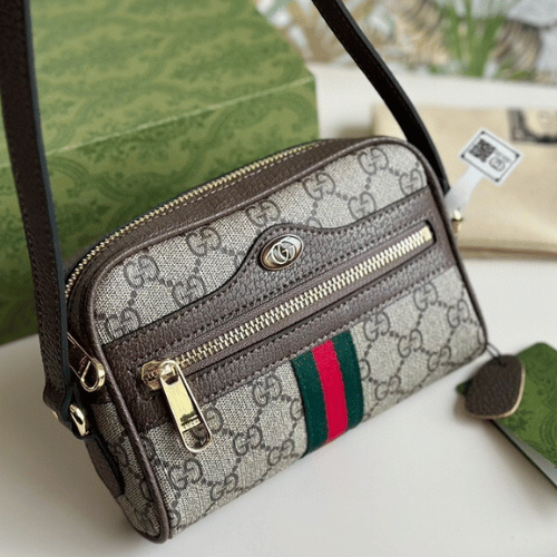 1-110 Gucci Ophidia Gg Mini Camera Bag Brown 6.3 Inches