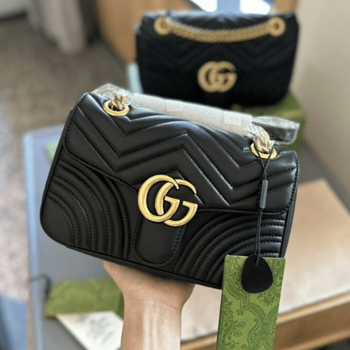 Gucci Gg Marmont Small Matelassé Shoulder Bag Black 9 Inches