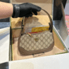 Gucci Tiger Head Gg Small Shoulder Bag Beige 8.6 Inches