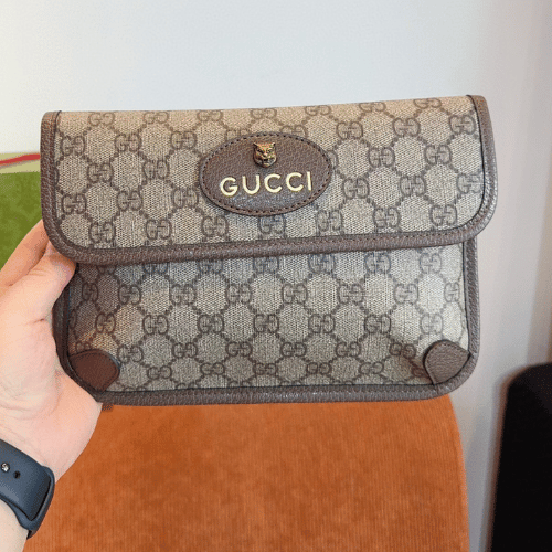 Gucci Tiger Head Gg Small Crossbody Bag Brown 8.3 Inches