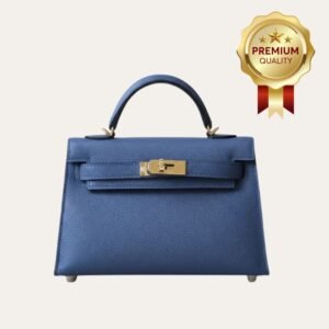 [Premium Quality] – Hermès Kelly Mini II Bag Blue 7.5 Inches