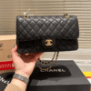 Chanel Medium Classic Handbag Grained And Gold Tone Metal Black 10.2 Inches A01113 Y01864 C3906