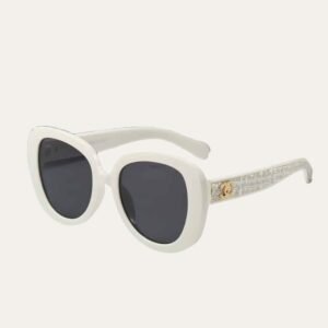 Chanel Square Sunglasses Tweed Accent In White