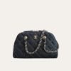 Chanel Clutch With Strap Gold Metal Denim Blue 20cm