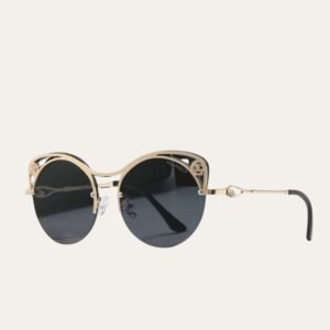Chanel Cutout Round Sunglasses Black