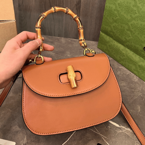 Gucci Bamboo 1947 Small Top Handle Bag Brown 9.4 Inches