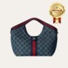 [Premium Quality] Gucci Giglio Small Tote Bag Blue And White Gg Denim 9.8 Inches 860845 Fafrw 8864