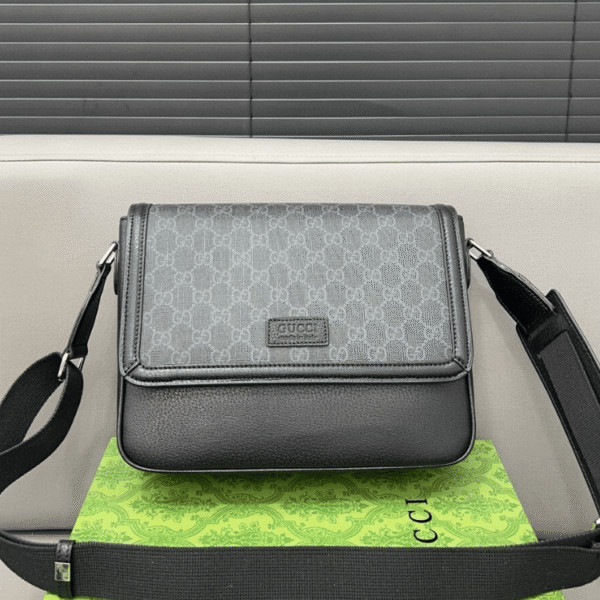 Gucci Gg Embossed Messenger Bag Black 9 Inches