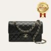 [Premium Quality] – Chanel Medium Classic Handbag Grained And Gold Tone Metal Black 10.2 Inches A01113 Y01864 C3906