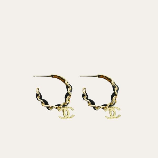 Chanel Chain CC Small Hoop Earrings Gold