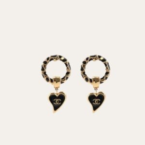 Chanel Classic Love Double C Logo Leopard Round Earrings