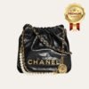 [Premium Quality] – Chanel 22 Mini Handbag Shiny Crystal Pearls Gold Tone Metal Black 7.8 Inches As3980 B10672 94305