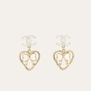 Chanel Metal Enamel Cc Heart Drop Earrings Gold ABF305 B19851 NAFGV