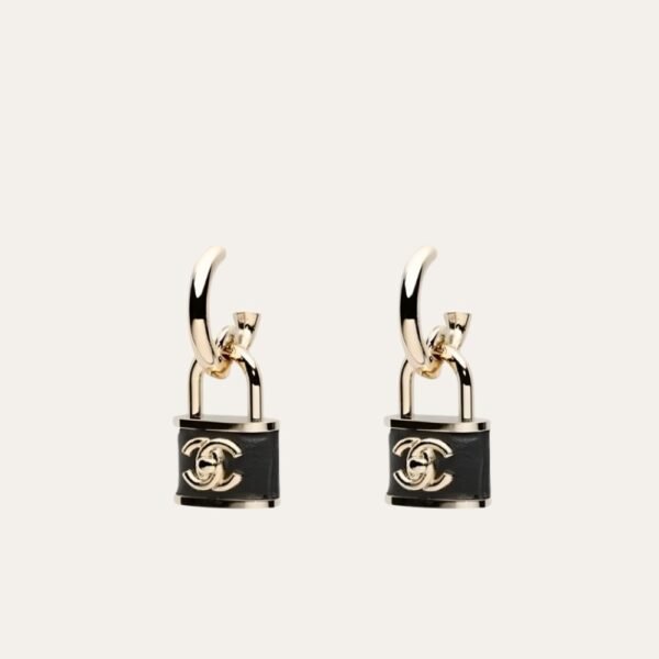 Chanel Padlock Drop Earrings With Black Enamel ABG000 B20851 U1561