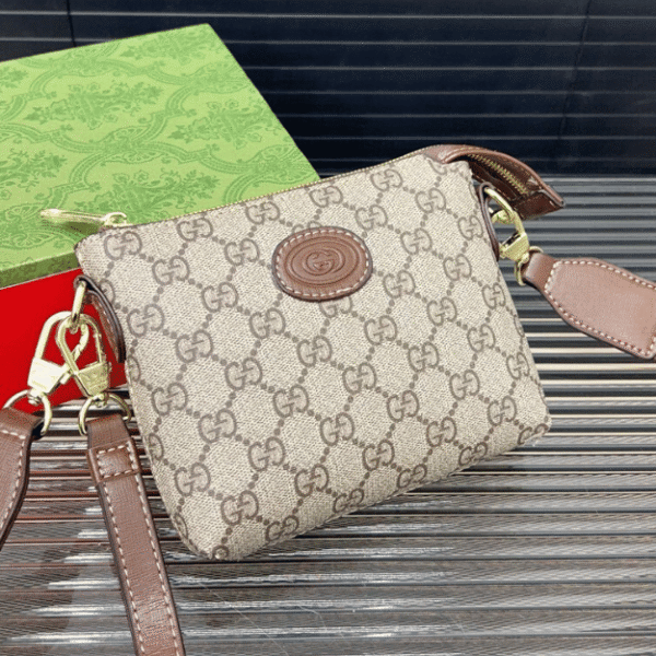 Gucci Gg Supreme Mini Messenger Bag Beige 6.7 Inches