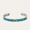 Gucci Cuff Bracelet Interlocking Gg Sterling Silver Turquoise Enamel
