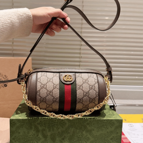 Gucci Ophidia Mini Barrel Bag Beige 7.5 Inches