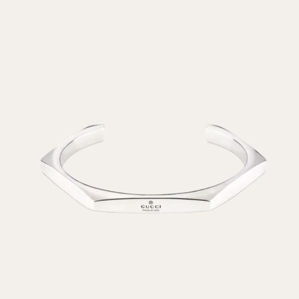 Gucci Trademark Sterling Silver Geometric Cuff Bracelet