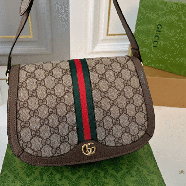 Gucci Ophidia Saddle Bag Beige 9.4 Inches