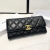1-19 Chanel Cc Logo Long Flap Wallet Gold Black 7.5 Inches