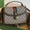 Gucci Ophidia Top Handle Bag Brown 9.8 Inches 651055 96LWX 8745