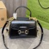 1-205 Gucci Horsebit 1955 Small Top Handle Bag Black 8.6 Inches 703848 AAA7G 1000