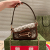 Gucci Horsebit 1955 Asymmetric Shoulder Bag Brown 7.9 Inches