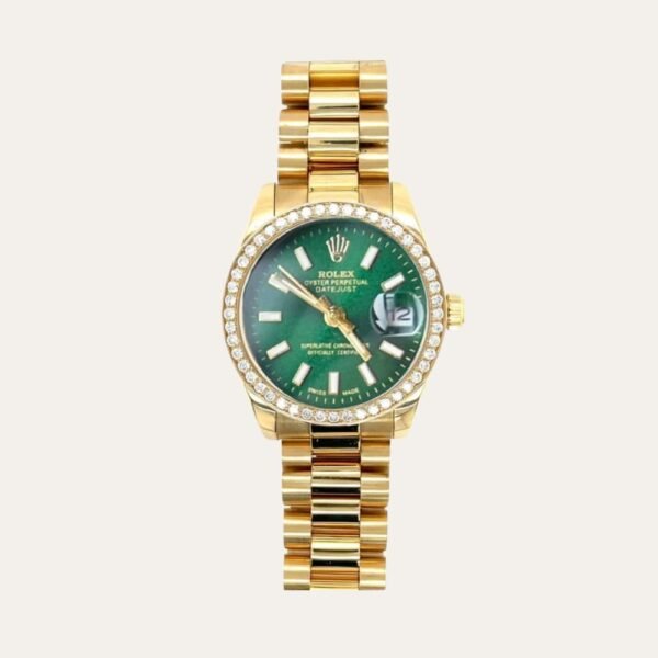 Rolex Lady Datejust Green Dial Yellow Gold 28Mm