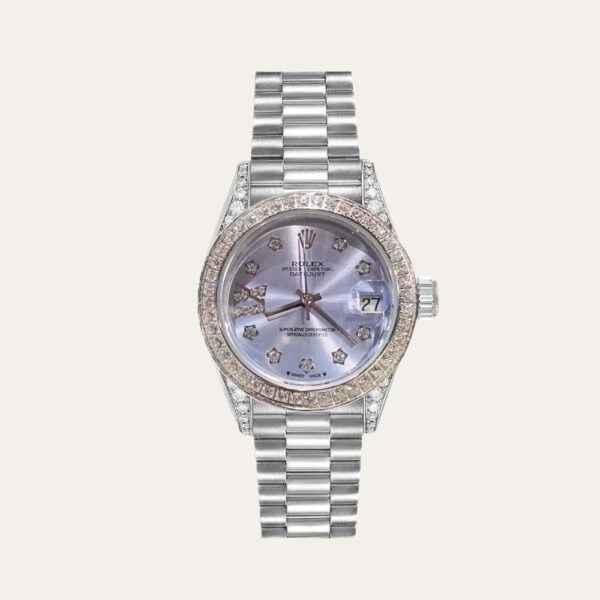 Rolex Datejust Diamond Bezel Oyster White Gold Purple 31Mm