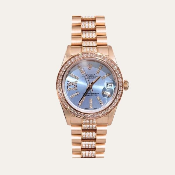 Rolex Datejust Diamond In Rose Gold With Blue Dial 31Mm