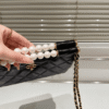 1-257 Chanel Small Tote Shini Pearls Gold-Tone Metal Black 9.1 Inches