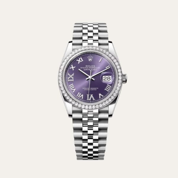 1-26.jpg Rolex Datejust 36 Aubergine Diamond Dial Oyster Watch In Purple