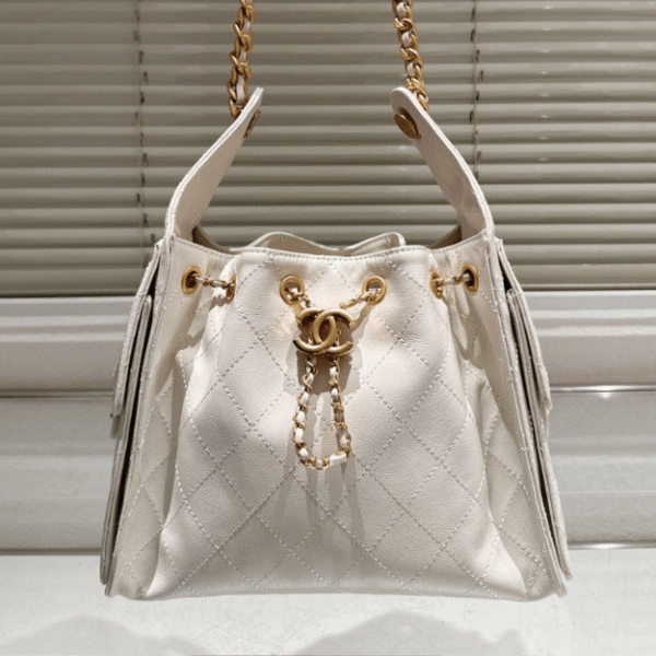 Chanel 25 Small Hand Bag White 13.4 Inches