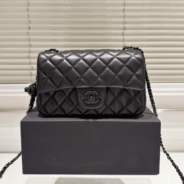 Chanel Classic Square Mini Flap Bag Black 7.9 Inches