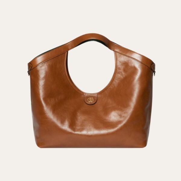 1-28 Gucci Giglio Large Tote Bag Dark Brown Leather 23.6 Inches 853971 AAF2H 7645