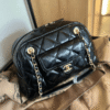 Chanel Quilted Bowling Bag Black 13.0 Inches
