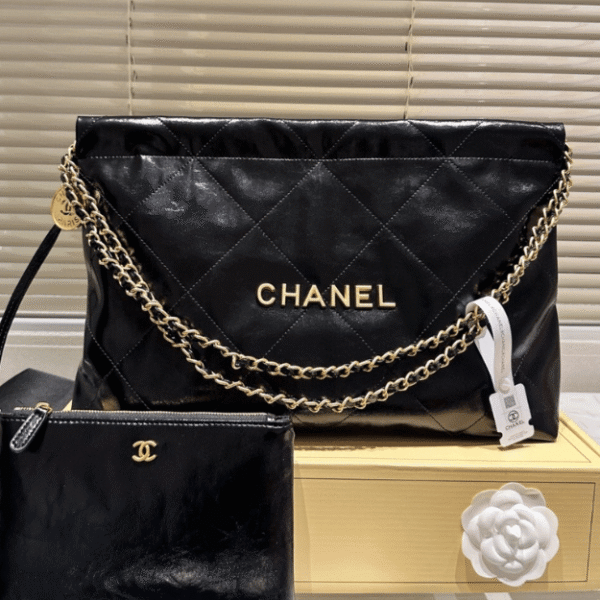 Chanel 22 Horizontal Bucket Bag Black 13.8 Inches