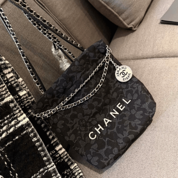 Chanel 22 Drawstring Bucket Bag Black 13.8 Inches