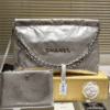 Chanel 22 Handbag Silver Metallic 13.8 Inches