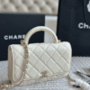 Chanel Flap Bag Top Handle Woc Off-White 7.9 Inches