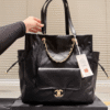 Chanel Drawstring Bucket Bag With Front Pocket Black 13 Inches
