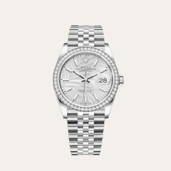 Rolex Datejust Silver Dial With Silver Strap Palm Leaf Pattern 36Mm 126200 0086