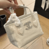 Chanel Vanity Mini Tote Bag With Crystal Cc Logo Off-White 6.3 Inches