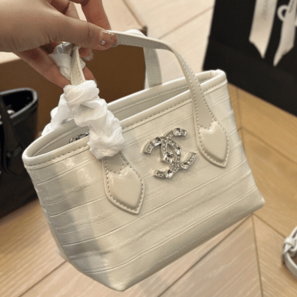 Chanel Vanity Mini Tote Bag With Crystal Cc Logo Off-White 6.3 Inches