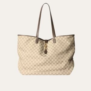 Gucci Jackie Large Tote Bag Sand And Dark Brown 17.7 Inches 867014 FAFV2 9651