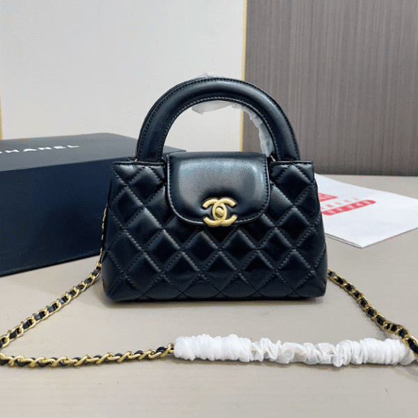 Chanel Mini Top Handle Flap Bag Black 8.3 Inches